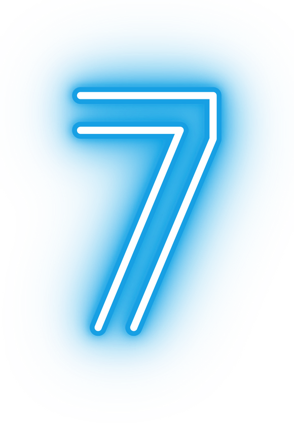 Neon blue number seven icon